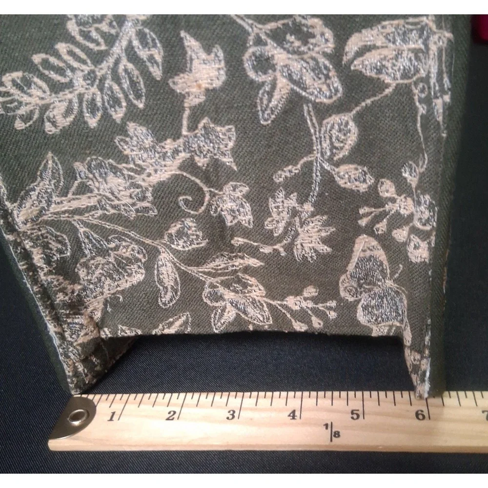 antik kraft isabella's blossom floral jacquard book tote olive green 11x15x6.5